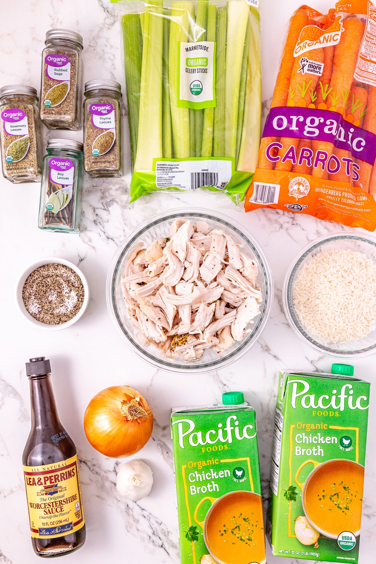 Ingredients for Leftover Turkey and Rice Soup