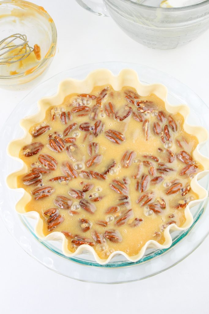Carefully pour in the pie filling mixture.