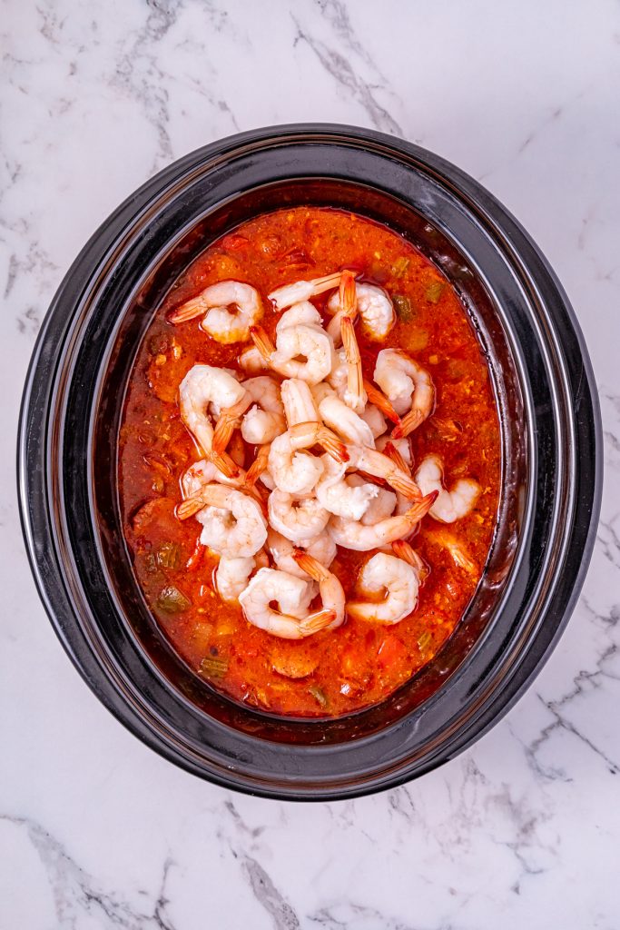 Add cooked shrimp.