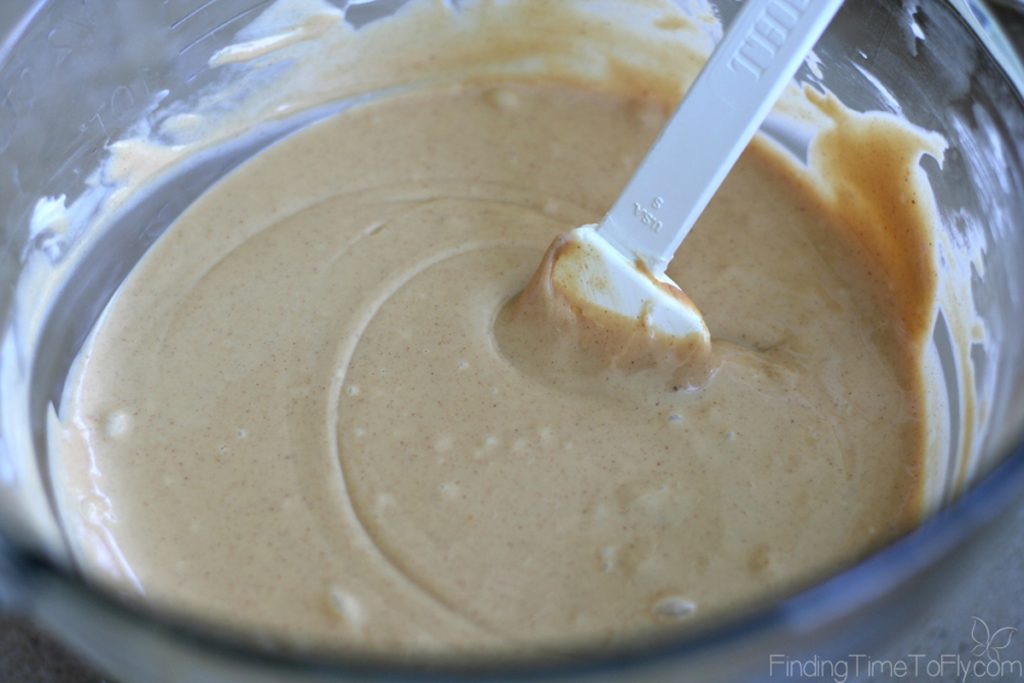 Stir the chocolate and peanut butter mixture well.