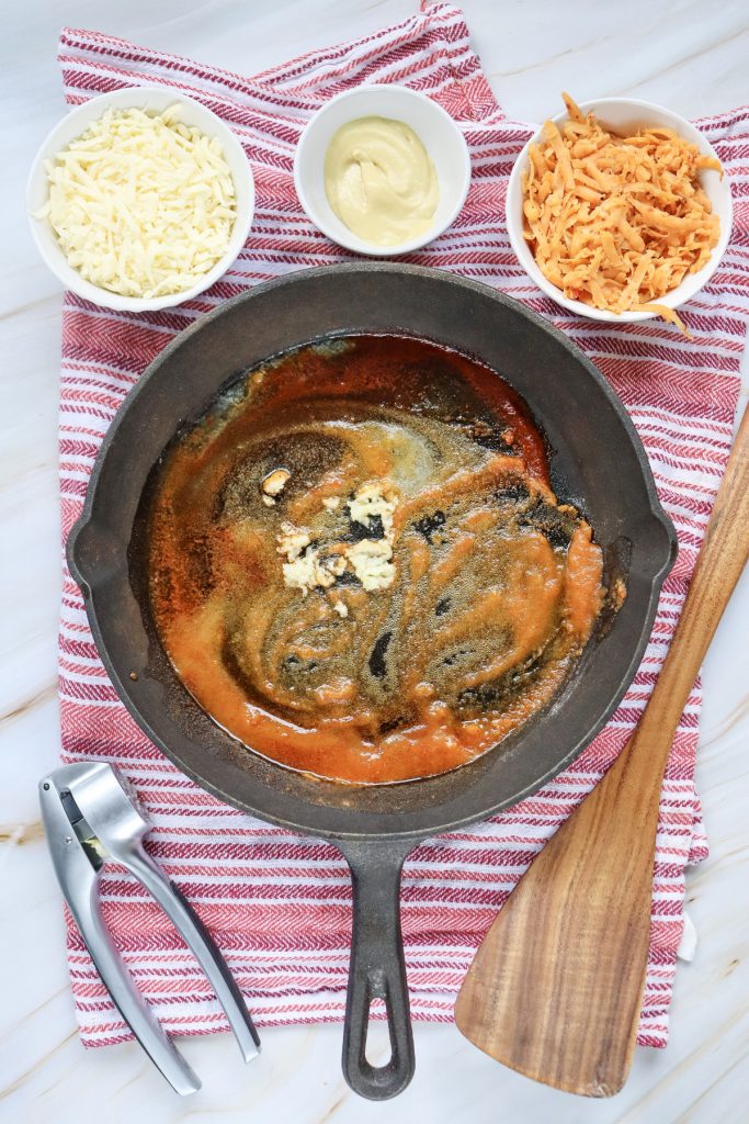 Making a roux in a skillet.