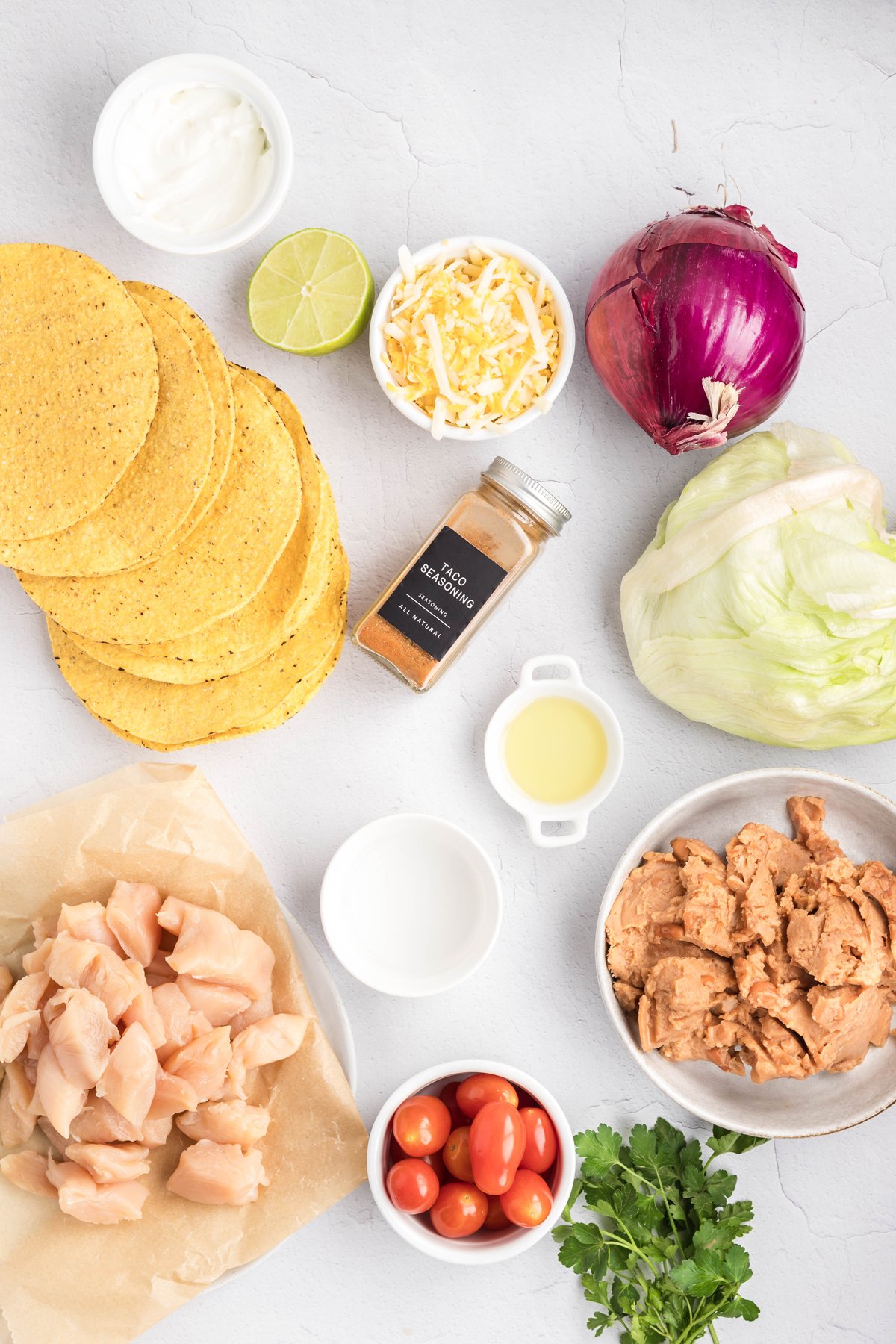 Ingredients for Chicken Tostadas