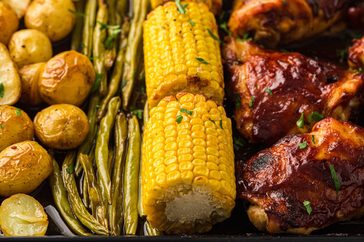 Sheet Pan BBQ Chicken Dinner - Sheet Pan Chicken Thighs